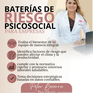 Servicio dirigido a empresas y organizaciones interesadas en identificar y evaluar factores de riesgo psicosocial relacionados con las condiciones laborales y extralaborales que pueden influir en la salud, el bienestar y el entorno de trabajo de sus colaboradores. Servicio presencial o virtual - Psicóloga Pilar Becerra